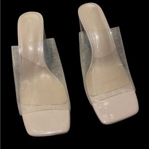 Dream Pairs Stylish Clear and Cream Women's Mules